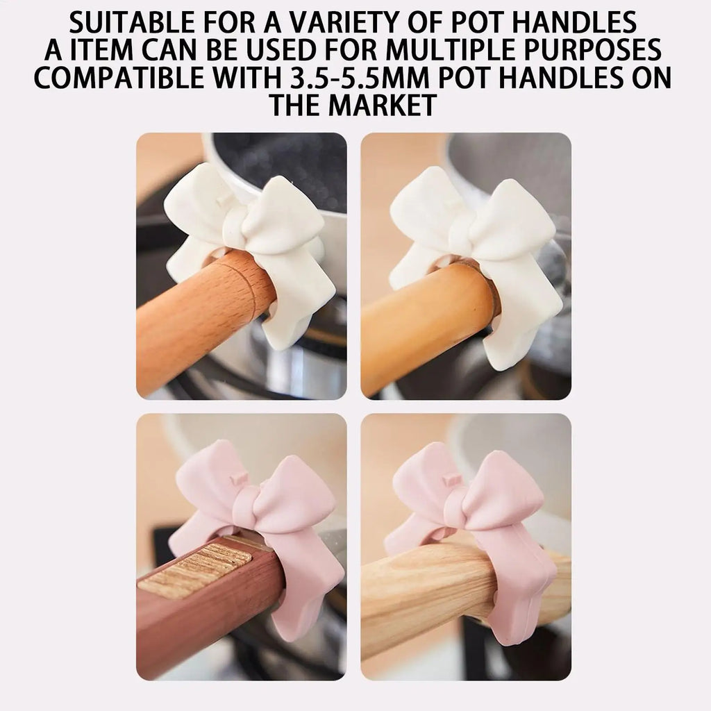 Spoon Holder for Pot Silicone Utensil Holder Bowknot Shape Ladle Rest Non-Slip Kitchen Gadget Rack for RV College Dorm Home Oasis Select