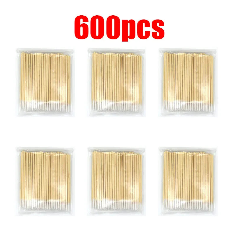 100/300/600pcs Disposable Nail Wood Cotton Swab Clean Sticks Lint-Free Wood Nail Cleaning Bud Wooden Tip Nail Polish Remover Oasis Select 600pcs
