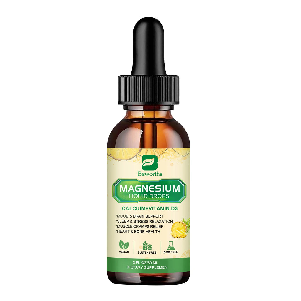 Beworths Magnesium Glycinate Drops with Pineapple Flavor Relieve Stress,Improve Sleep Quality Support Sleep,Muscle &Joint Health Oasis Select 60ml 5bottles United States