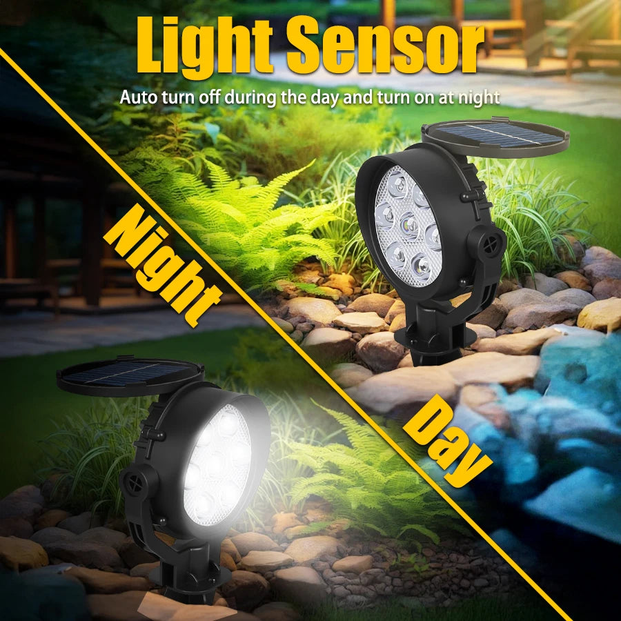 7LED Solar Lawn Light Outdoor IP65 Waterproof Spotlight Brightness Adjustable Lamp for Garden Backyard Driveway Patio Decor Lamp Oasis Select