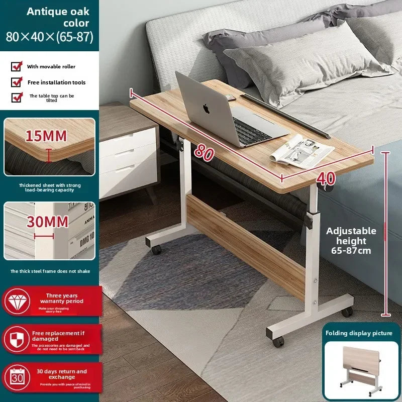 Folding table mobile small table bedside foldable lift coffee table standing with gurney bedside laptop desk Durable Oasis Select 80 40 Old Oak