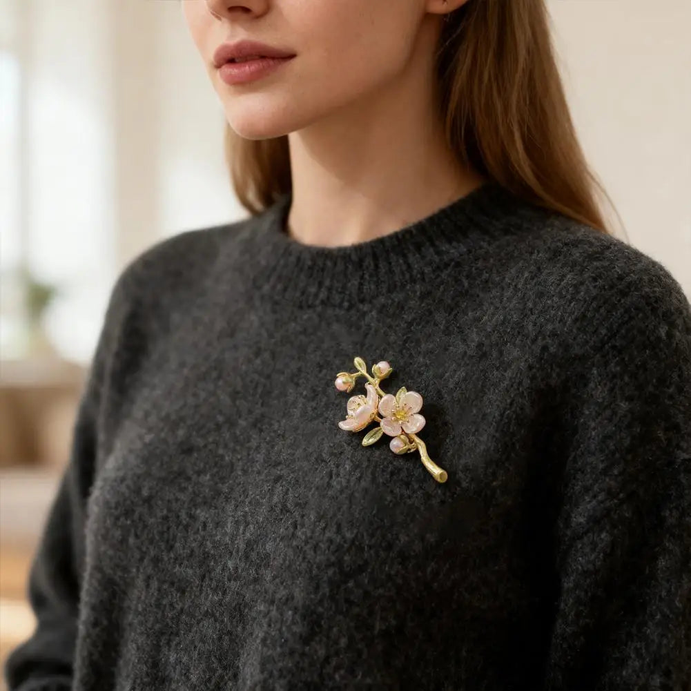 Zircon Tulip Pearl Brooch – Crystal Floral Lapel Pin for Women