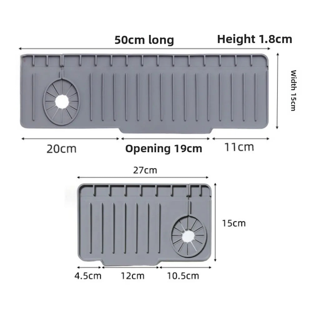Silicone Sink Splash Pad Large Size Single Side Faucet Drip Mat Non-Slip Countertop Protector Water Catcher Mat for Kitchen Sink Oasis Select