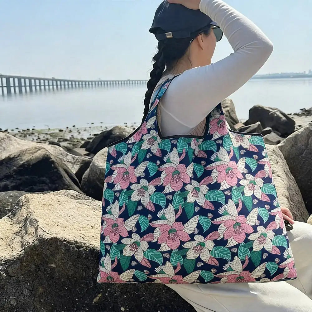 Foldable Reusable Shopping Tote Bag – Large Eco-Friendly