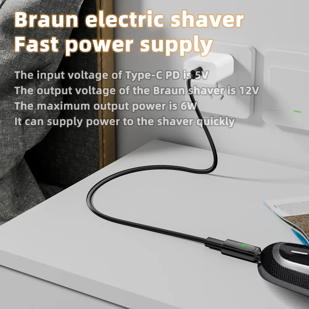 Type-C Shaver Charger Adapter for Braun Series 1 3 5 6 7 9 XT5 Shaver Charger Adapter Oasis Select