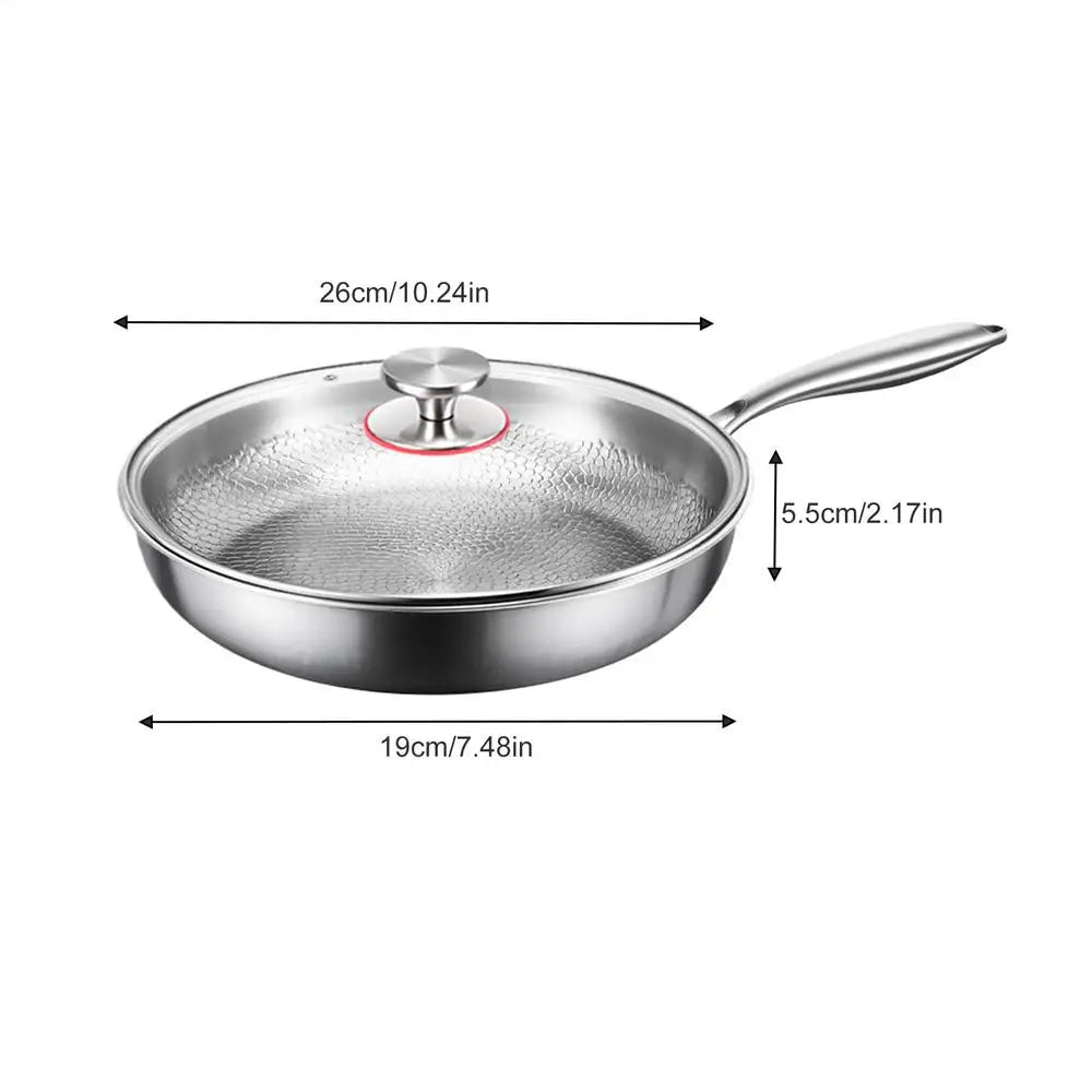 Frying Pan with Lid Titanium Pan Scratch-Resistant Skillet for Kitchen Outdoor Cooking Grilling Pancake Making Restaurant Oasis Select 26cm