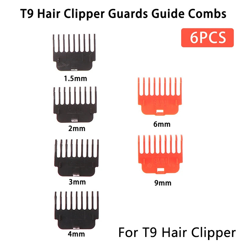 1 Set T9 1.5/ 2/ 3/ 4/ 6/ 9mm Hair Clipper Guards Guide Combs Trimmer Cutting Guides Styling Tools Attachment Compatible Oasis Select