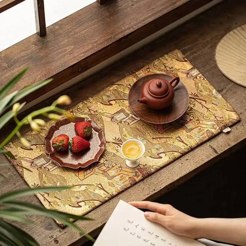 National Trend Tea Mat Nishijin Weaving Tea Heat-resistant Table Mat Dry Brewing Mat Chinese Kung Fu Tea Set Tea Ceremony Oasis Select
