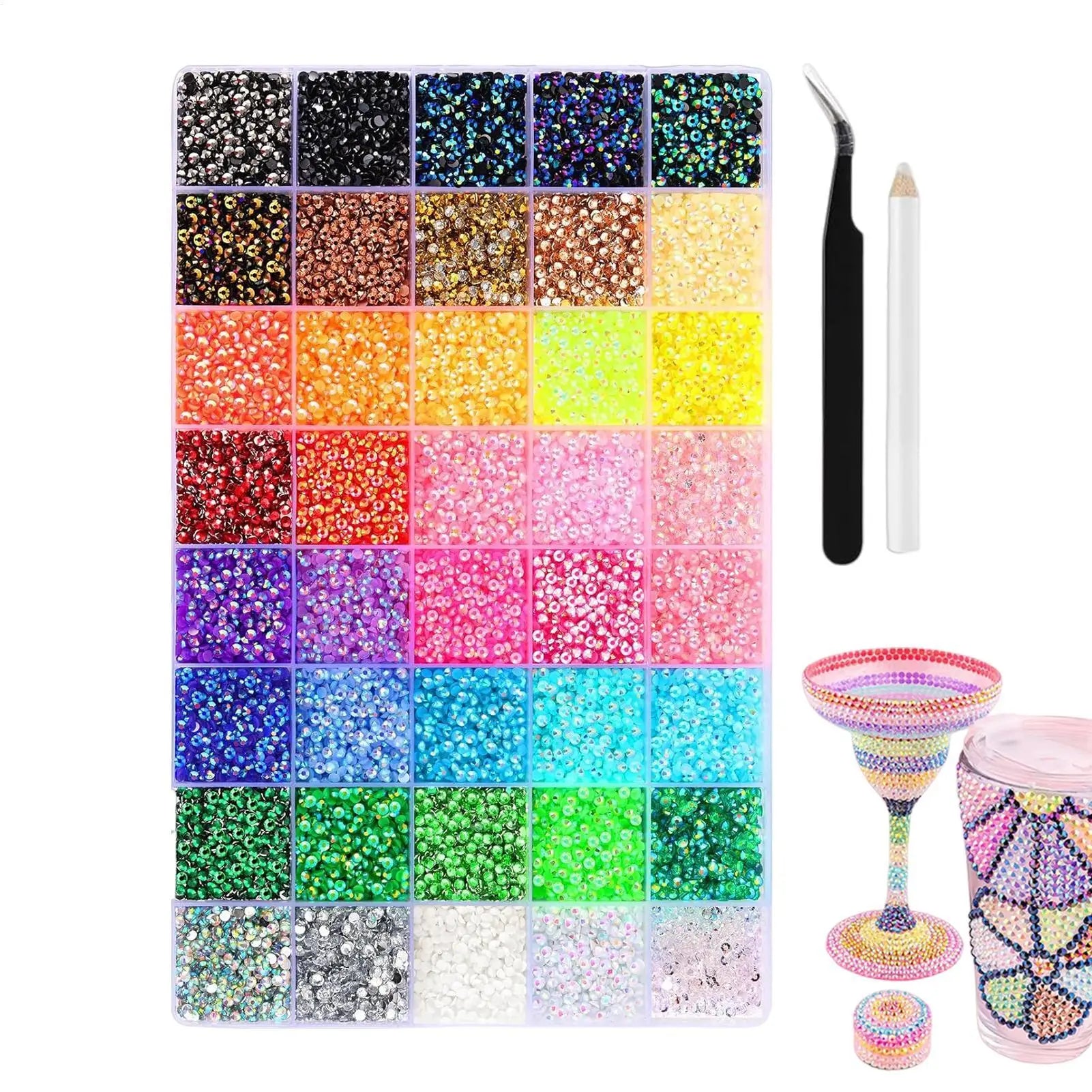 Rhinestones for Crafting 32000 Pieces 3mm Jelly Rhinestones with 40 Colors Jelly Gems Decoration for Jewelry Crafts Shoes Oasis Select