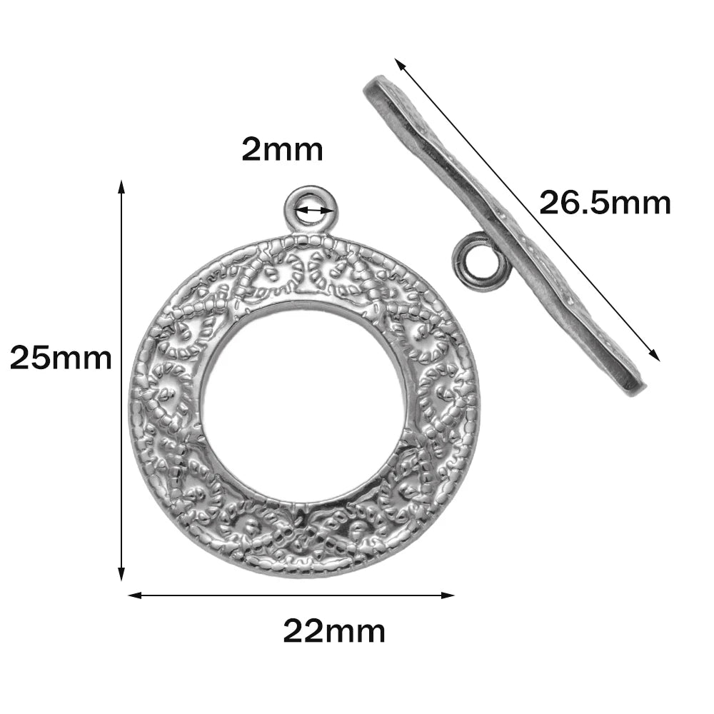 5 Sets Stainless Steel Toggle Clasp T-bar Closure Ring Fastener Hook End Connectors for DIY Necklace Bracelet Jewelry Making Oasis Select Steel 22x25mm