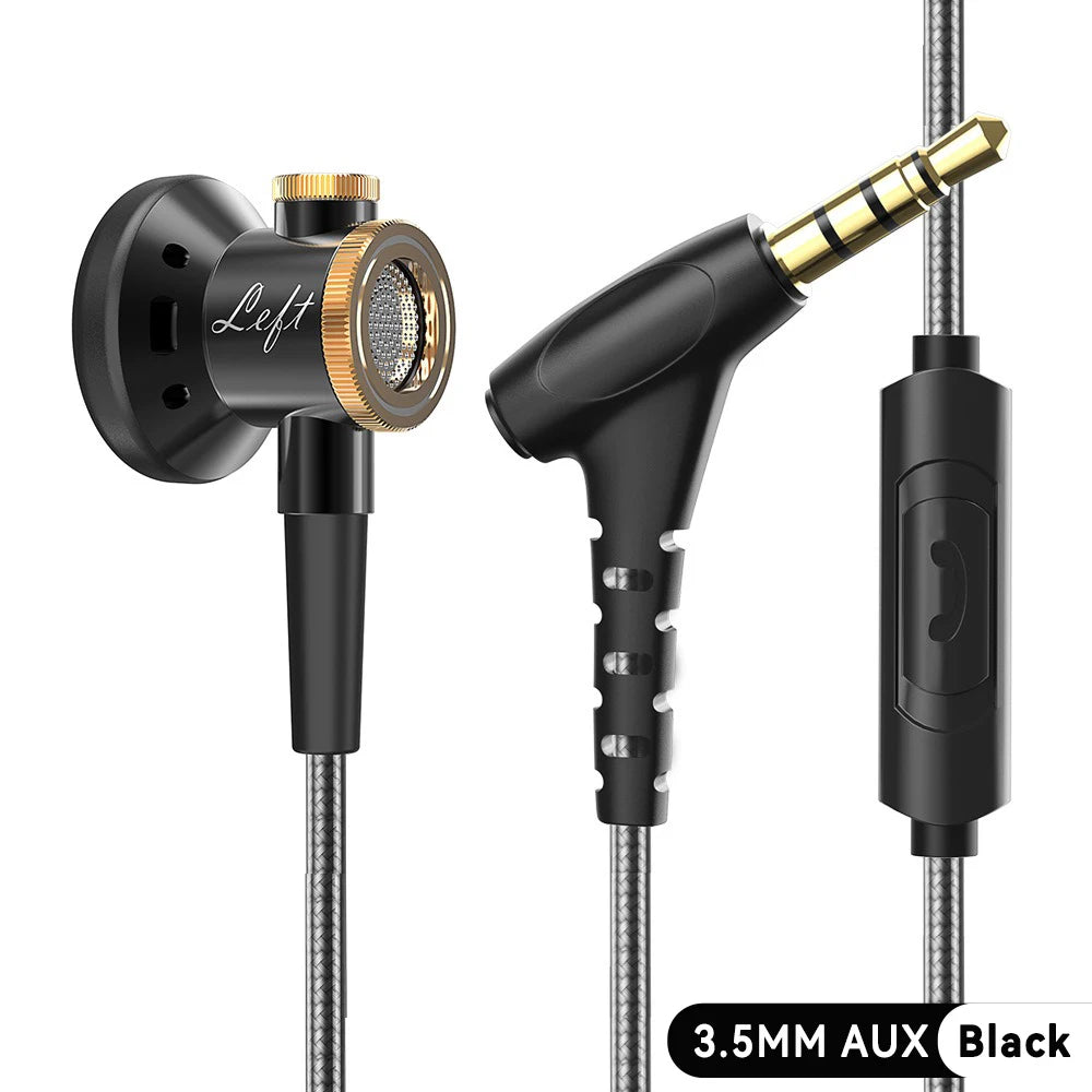 D08 Metal HIFI Heavy Bass Headset 3.5MM/Type-C Digital Chip With Mic In-Ear Wired Headphones Music Sports For Samsung Android Oasis Select 3.5MM AUX Black