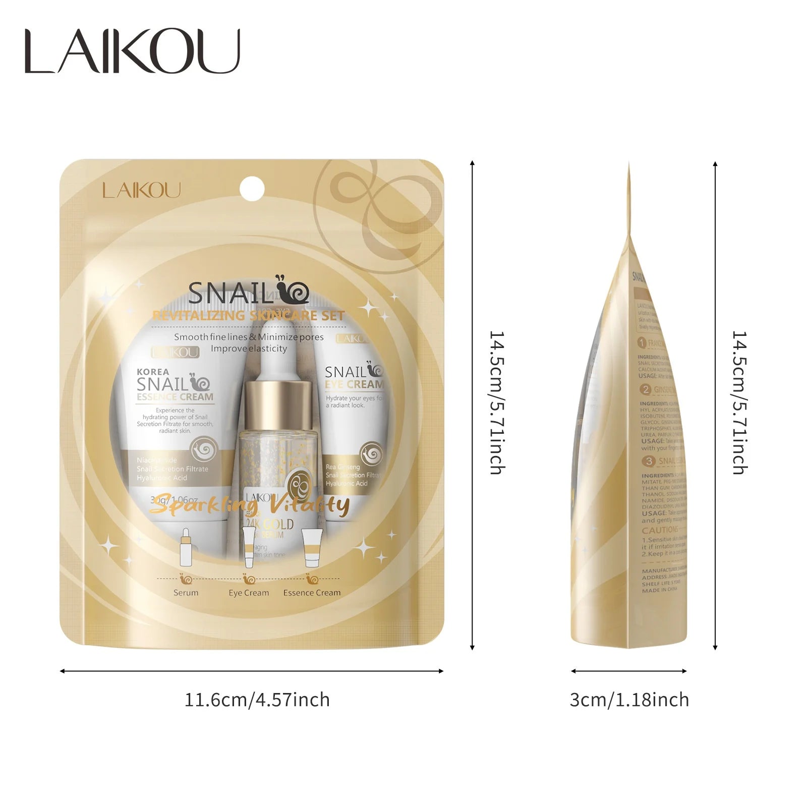 24K Gold Snail Repair Serum Eye Cream Essence Set Moisturizes Smooths Fine Lines Minimizes Pores Luxury Skincare Oasis Select 01
