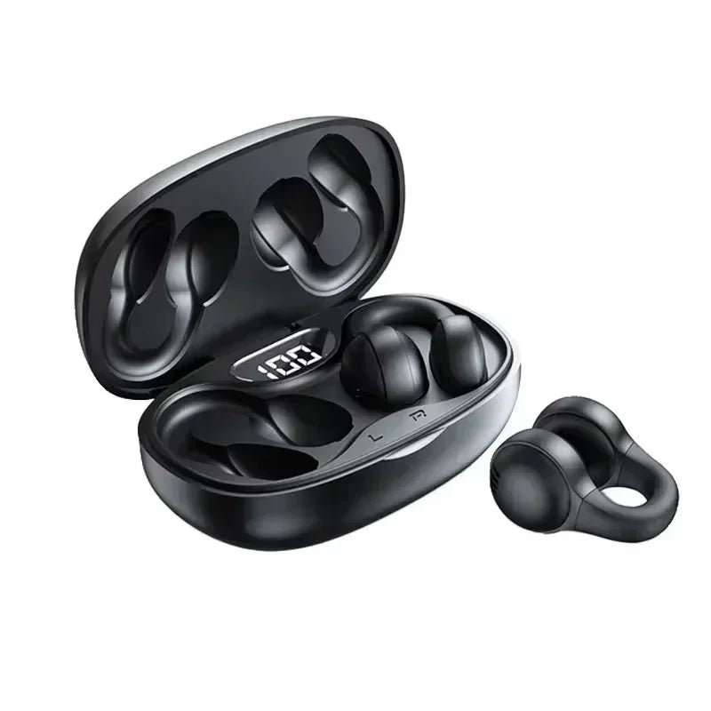 TWS Wireless Bone Conduction Headphones Bluetooth Earphones Waterproof Sports Earbuds Earring Ear Hook With Mic Headset Oasis Select black