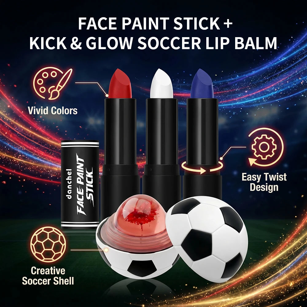 Face Paint Stick & Lip Balm Combo Waterproof High Colored Paint Stick for Cosplay Parties Sports Game Halloween Festivals Makeup Oasis Select