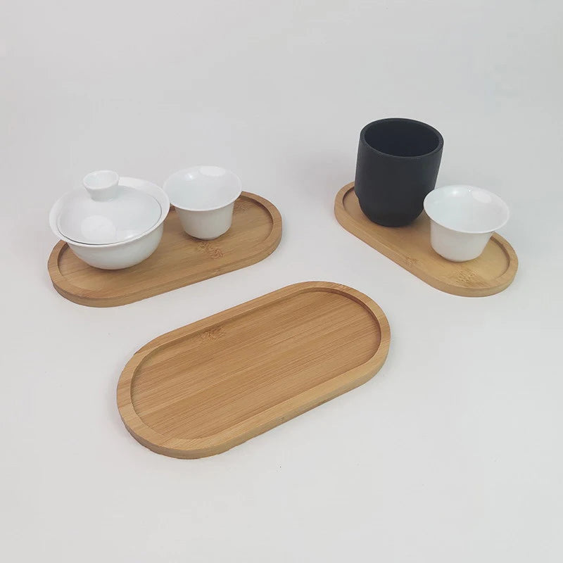 Natural Solid Wood Tray Japanese Style Round Dessert Plate Snack Fruit Dish Wooden Tableware Kitchen Food Serving Platter Oasis Select