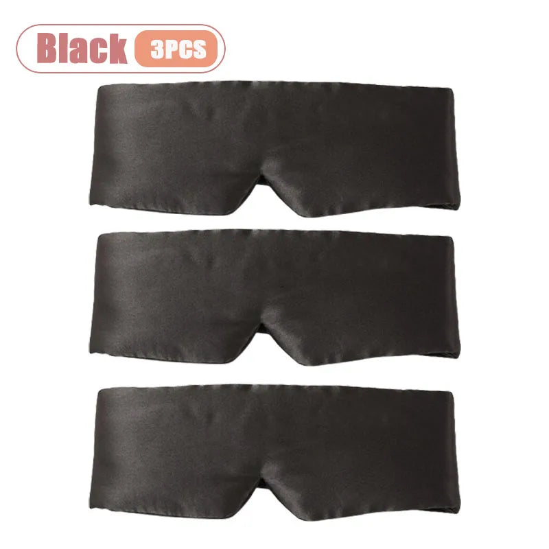 1-10PCS Silk Feel Sleep Mask Embroidered Floral Light Blocking Eye Cover for Women Men Travel Midday Nap Home Weighted Oasis Select Black-3PCS