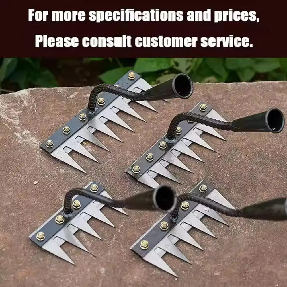 5/6/7/8 Teeth Iron Gardening Hoe Weeding Rake Farm Tool Grasping Raking Loosening Soil Nail Rake Tool Artifact Harrow Farm Tool Oasis Select