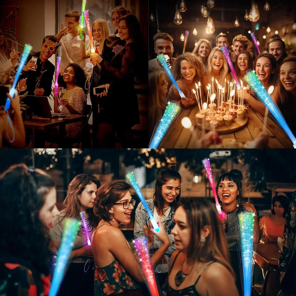Glow Sticks Fiber Optic Light Up Wands LED Night Lighting Props for Birthday Wedding Dark Parties Concerts Christmas Halloween