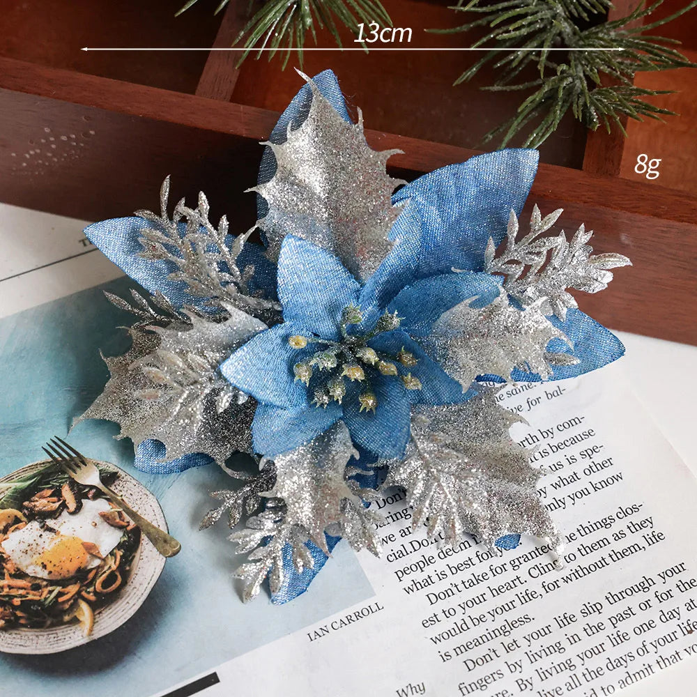 Artificial Allium Flowers (Flocked Fabric, Powdered) - Christmas Decoration Accessories for Tree Trimming & Wreath Decoration Oasis Select Blue 10PCS