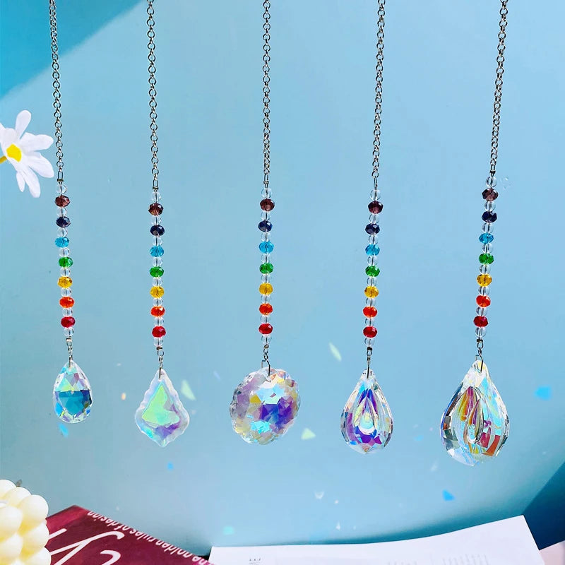 Mesmerizing Colored Crystal Rainbow Maker Prism with Hanging Chain Oasis Select