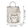 Wall Mount Fabric Storage Basket Large Cute Kitten Print Multifunctional Space Saving Basket For Bathroom Plants Towels Tools Oasis Select White