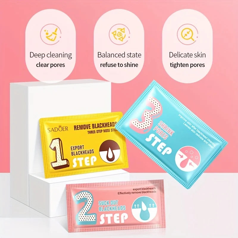 Three-Step Blackhead Removal Nose Patch Softens and Cleans Blackheads, Refines Pores, Nose Mask Patch Oasis Select