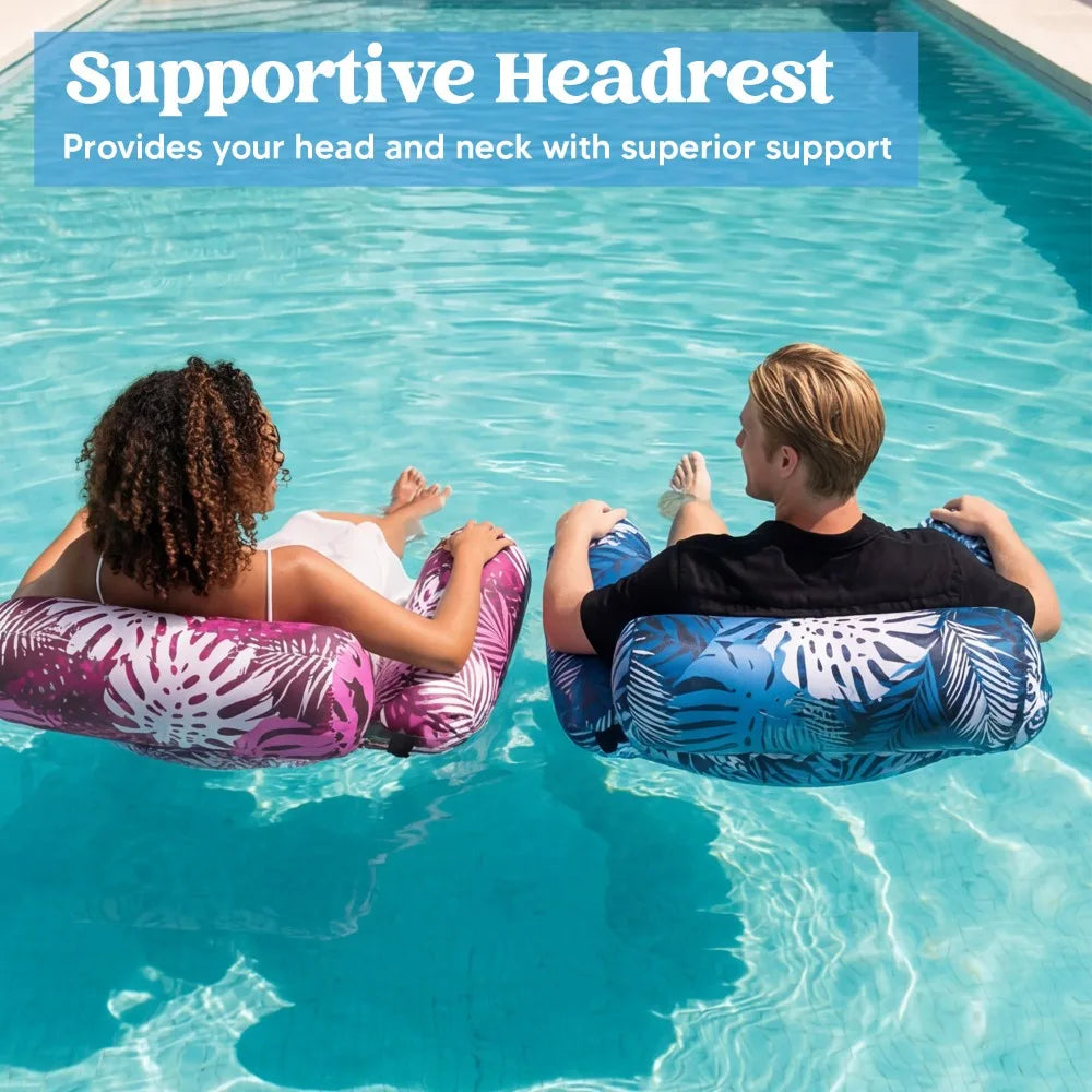 2pcs Heavy-Duty Inflatable Pool Chairs & Noodles – Blow-Up Lounge for Adults, Lake, Beach, Backyard Parties Pool Floating Chair Oasis Select