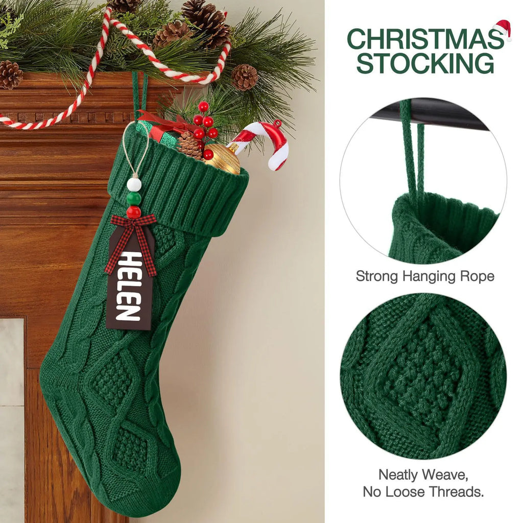 18" Large Cable Knit Christmas Stockings | White 1 or 3 Pack