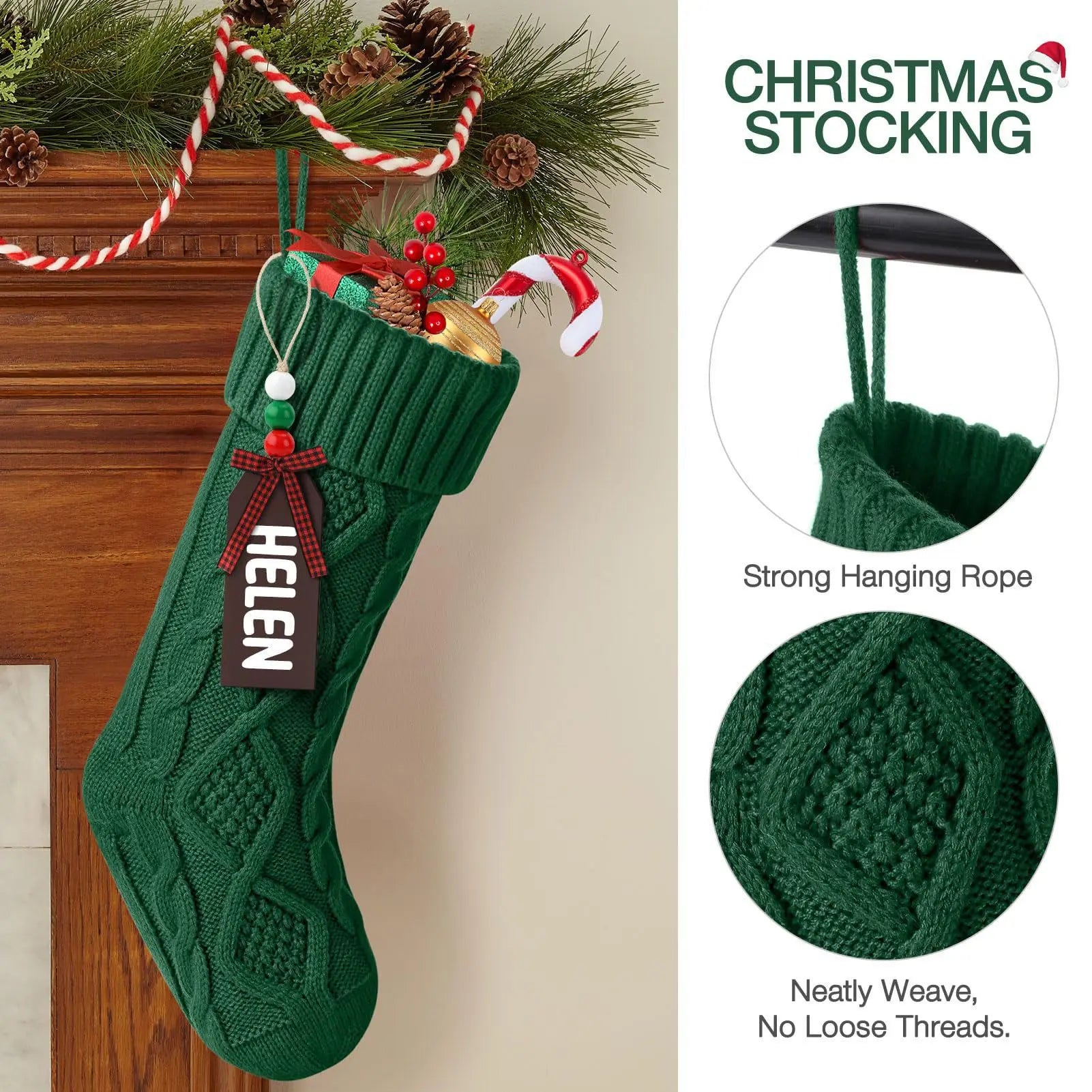18" Large Cable Knit Christmas Stockings | White 1 or 3 Pack