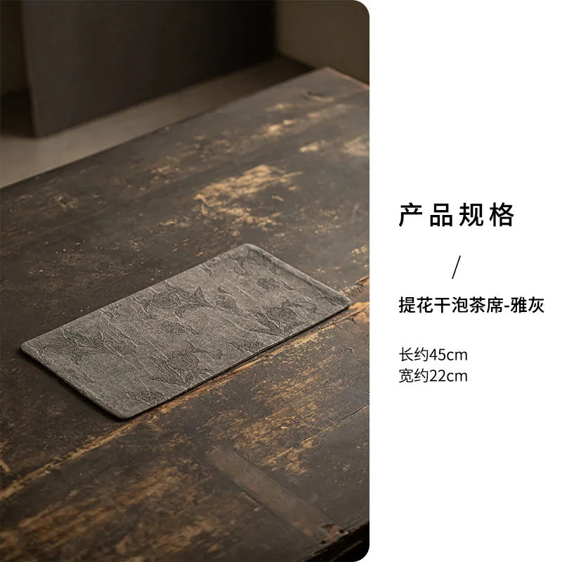 Jacquard Dry Tea Mat Waterproof Tea Mat Kung Fu Tea Set Accessories Fabric Heat-resistant Tea Table Mat Chinese Zen Table Oasis Select Mat - Elegant Gray
