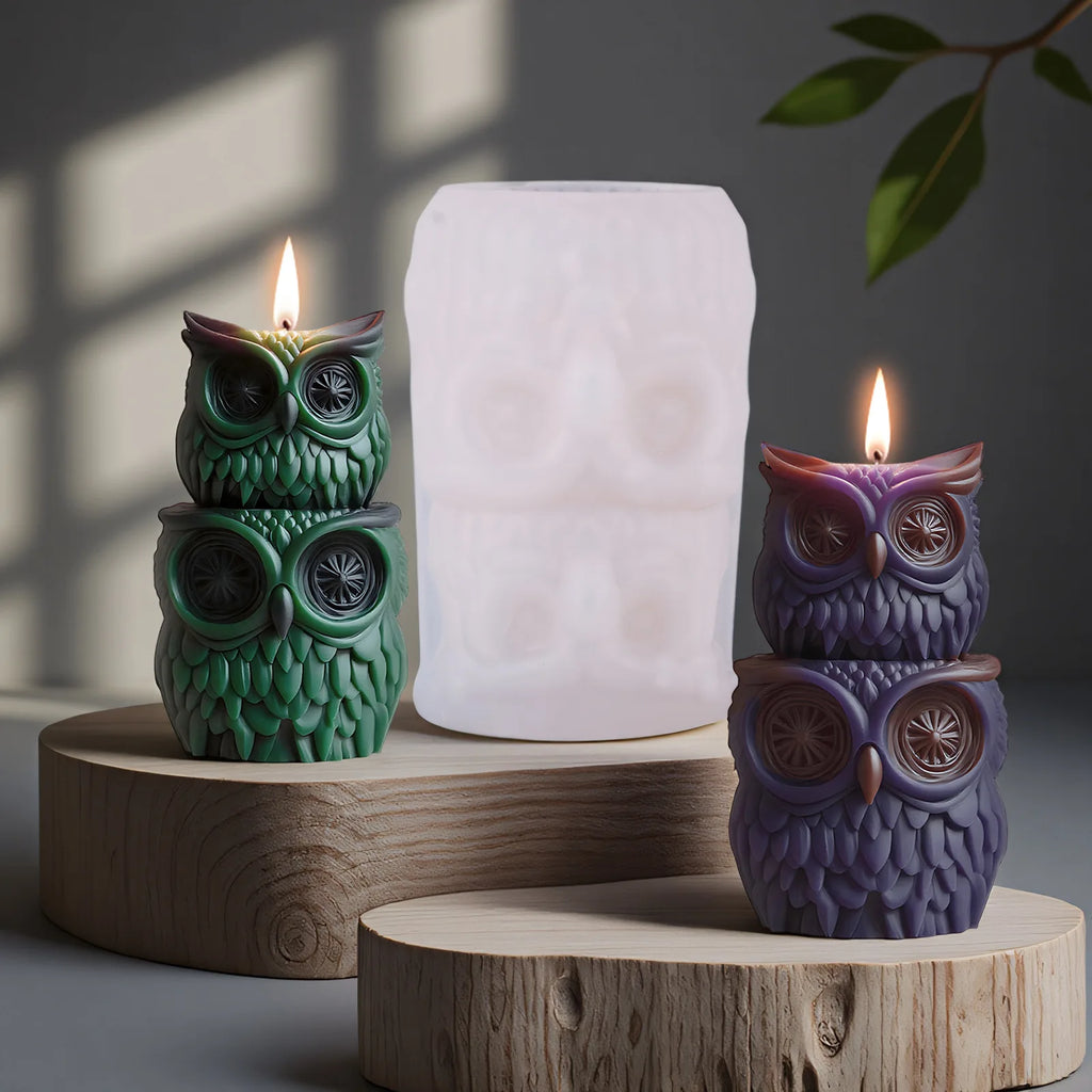 3D Pupil Light Owl Plaster Silicone Mold DIY Owl Creative Ornaments Aroma Candle Silicone Mold Oasis Select