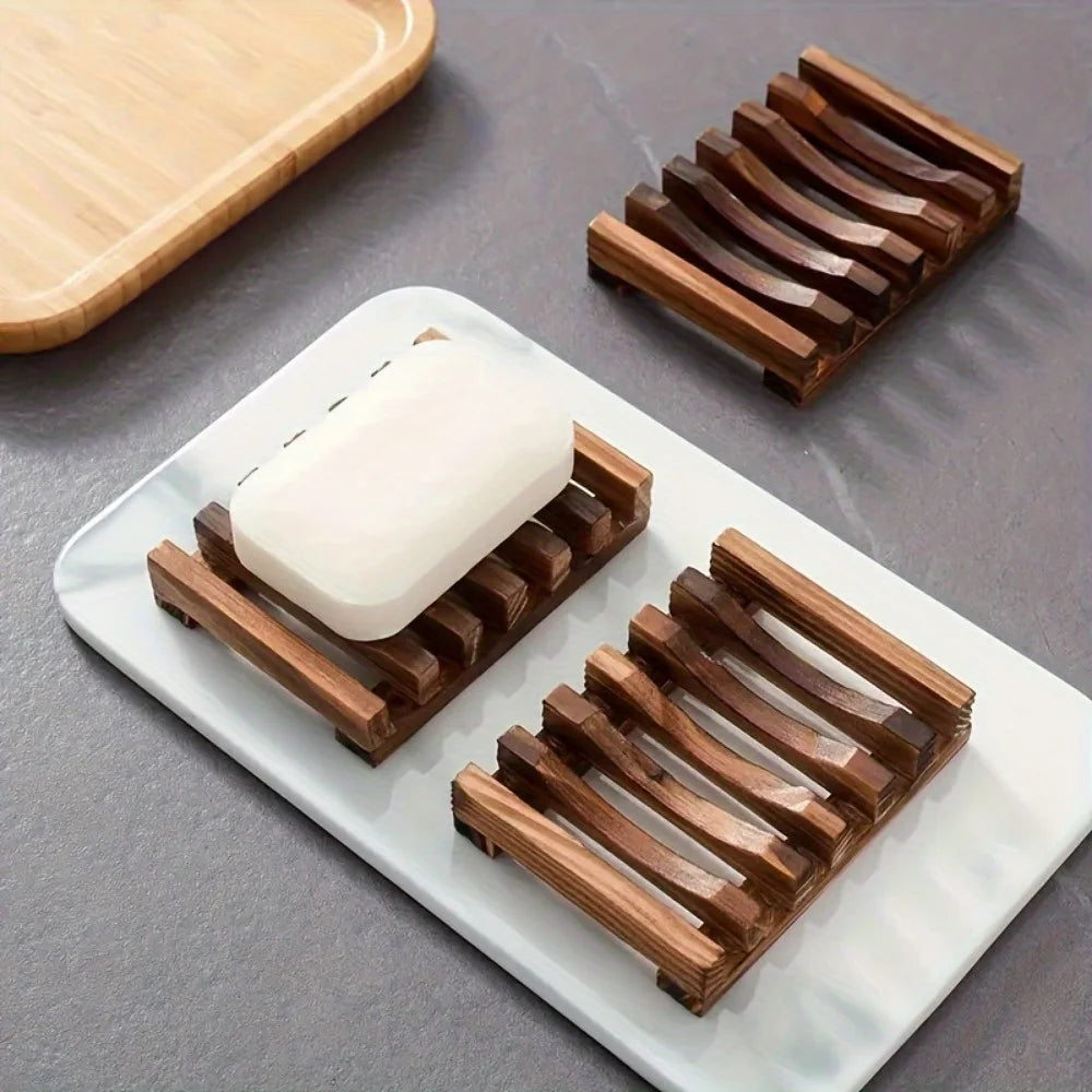 Elegant Wooden Soap Dish with Self-Draining Design - Perfect for Bathroom Decor and Organization, Natural Wood Finish soap box Oasis Select
