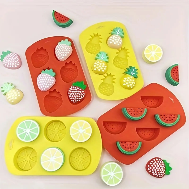 Silicone Fruit Shaped Freeze Molds, Food-Grade Flexible Bakeware, for Ice Cubes, Chocolate, Cake Decoration Oasis Select