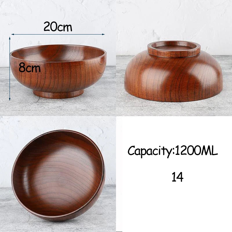 Japanese Acacia Wooden Bowl – Kids' Anti-Drop Salad Bowl Wooden Dining Bowl Oasis Select 14