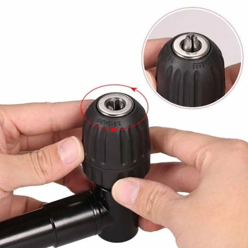 90 Degree Black Right Angle Electric Drill Corner Tool Aluminum Alloy Turning Tool Iron Chuck Adapter Narrow Space Drilling Tool Oasis Select
