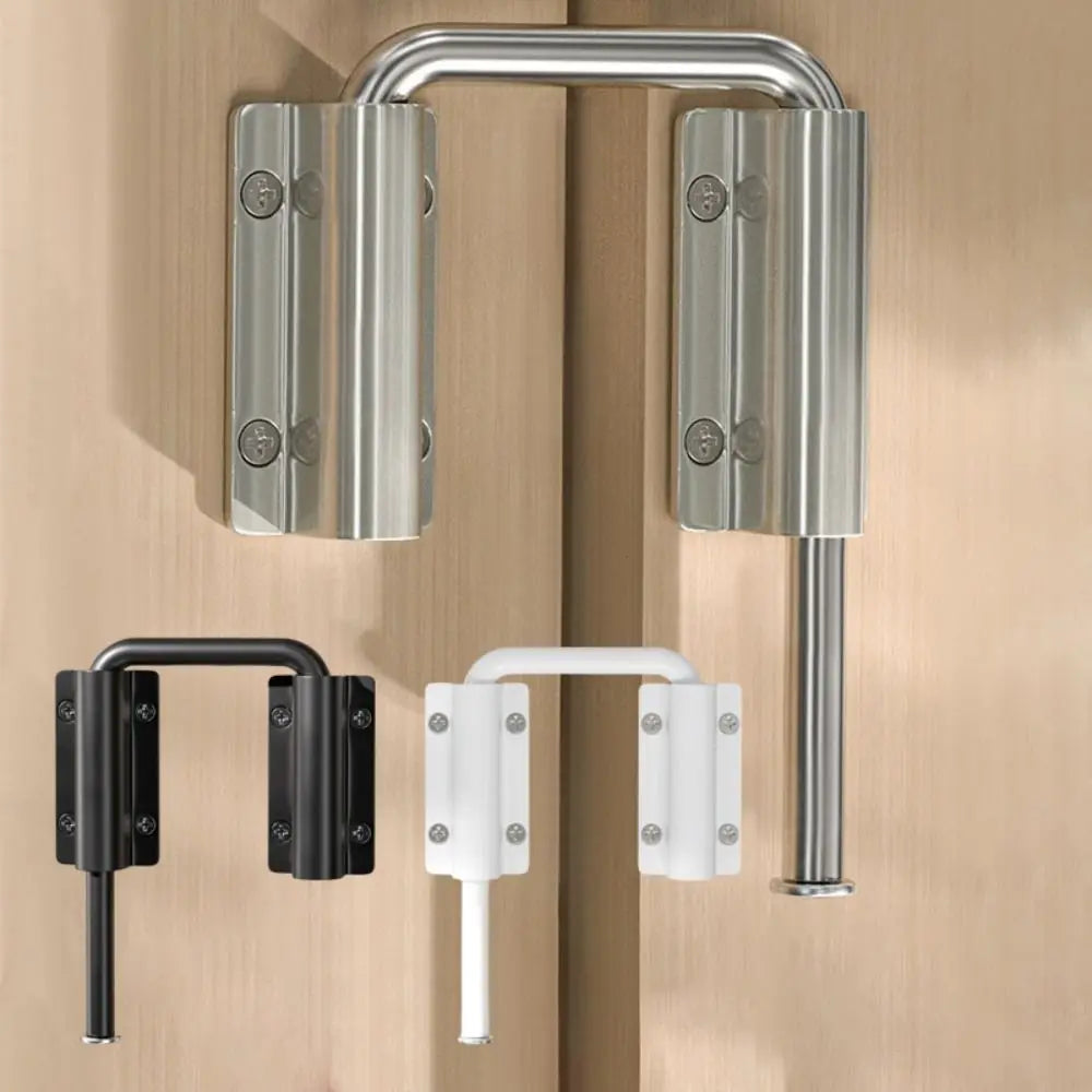 No-Drill Aluminum Door Latch Lock | 90/180° Anti-Theft Buckle
