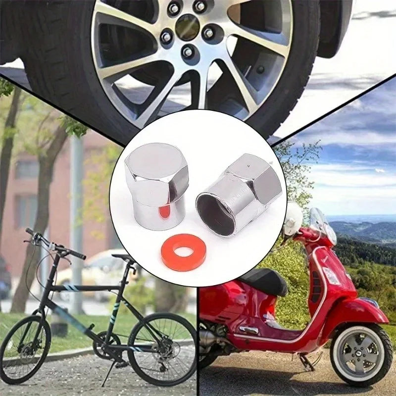 40 Pcs Tire Valve Cap with O Rubber Ring Plastic Chrome Dust Proof Covers Universal Cars Bicycle Trucks Motorcycles Accessories Oasis Select