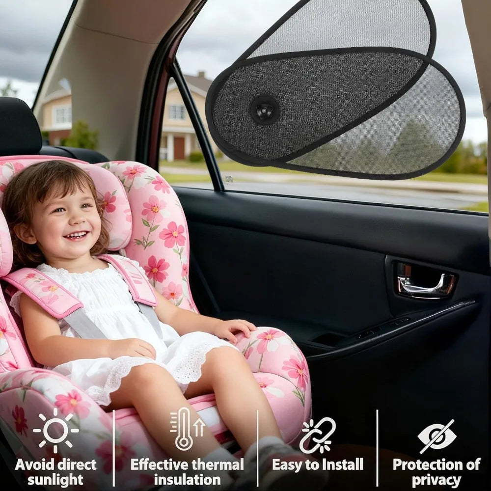 Breathable Mesh Car Window Shade for Baby Adjustable Rotatable Sun Blocker Driver Side Suction Cups Glare UV Protection Oasis Select