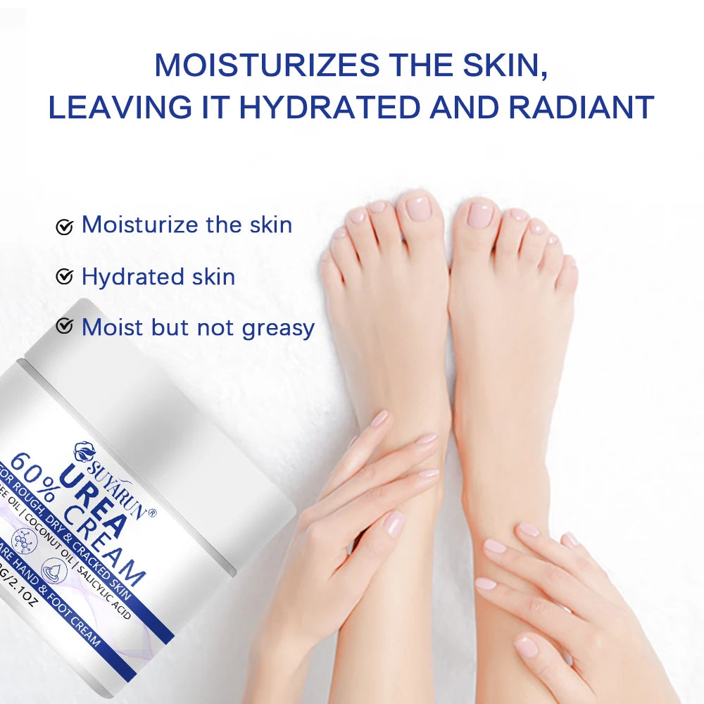 SUYARUN 60% Urea Foot Cream for Cracked Heels & Dry Skin - Intensive Moisturizing Treatment, Callus Remover, Diabetic Foot Care. Oasis Select