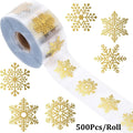 Gold Foil Marry Christmas Stickers Winter Snowflower Xmas Transparent Sealing Label Self Adhesive Presents Cards Logo Tag Paster Oasis Select Gold