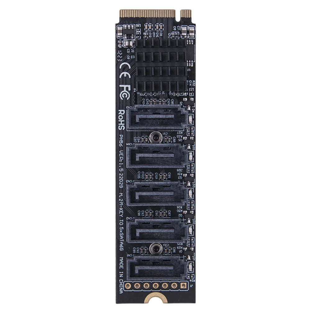 M.2 M-Key to SATA 3.0 Riser Card – 5/6 Port PCIe Adapter PCIe Riser Card Oasis Select NVME to 5 port SATA Australia