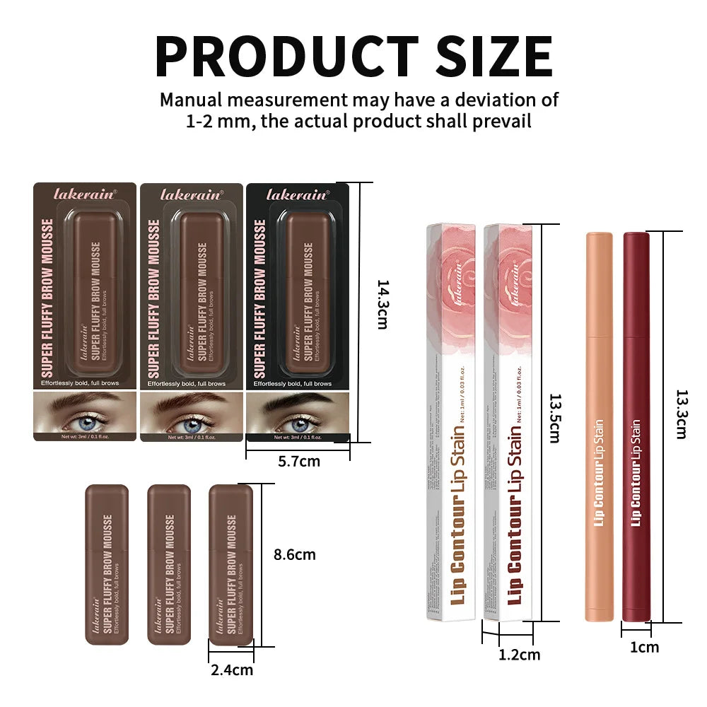2pcs/set Matte Lip Liner And Waterproof Eyebrow Mousse Tint Long Lasting Eyebrow Dye Cosmetics Professional Outline Lips Contour Oasis Select