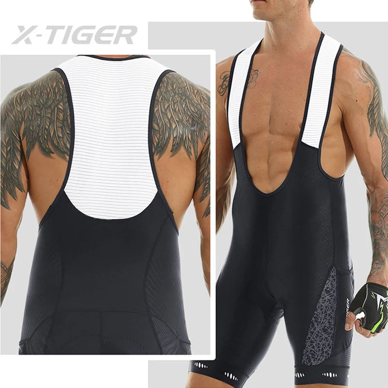 X-TIGER Cycling Bib Shorts Men's 5D Padded Bike Bibs Biking Tights With Pockets Triathlon Pro Licra UPF50+ Bicycle Shorts Oasis Select