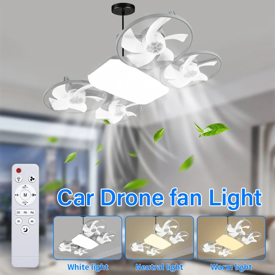 2 in 1 50W Fan Light E27 Drone Car Design Ceiling Fan Light with Remote Control AC85-265V Fan Lighting Lamp for Home Restaurant Oasis Select