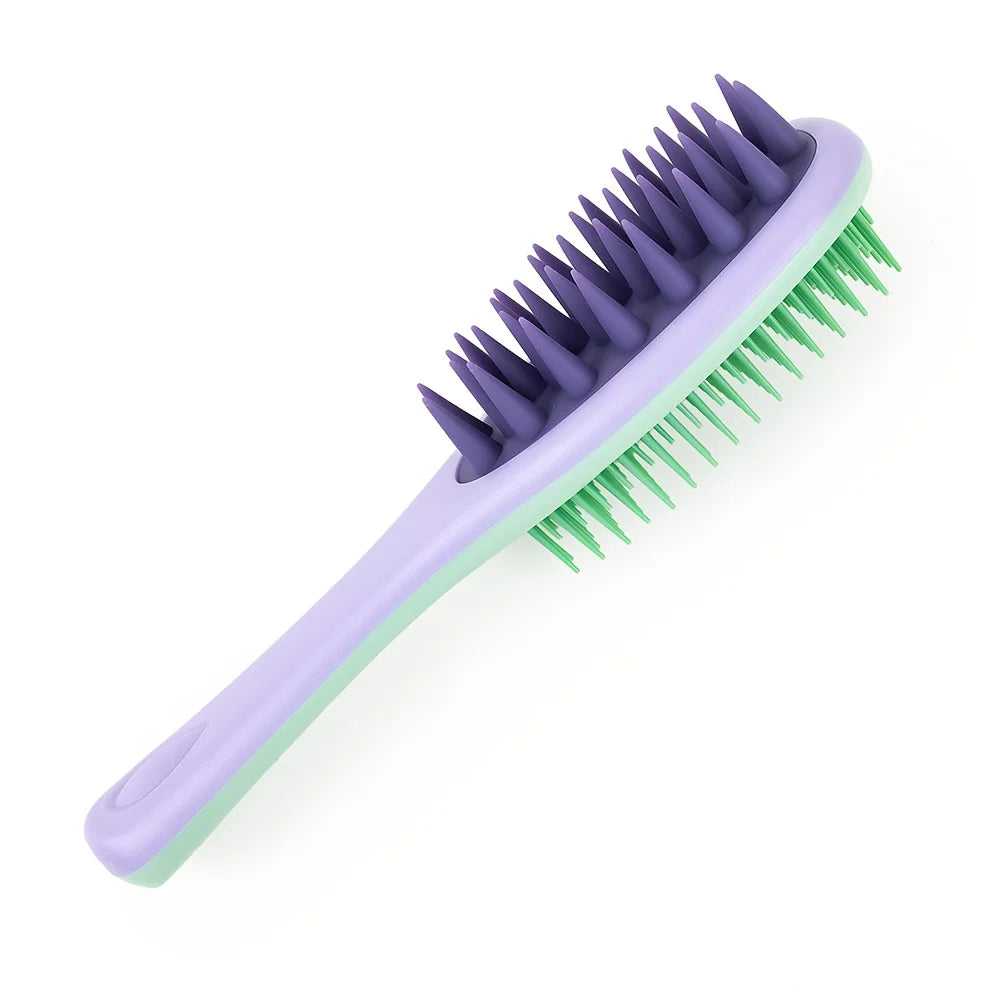 Long Handled Double-sided Scalp Massage Hair Brush -Sided Silicone Bristles and Scalp Massager,Suitable for Both Dry and Wet Use Oasis Select PURPLE