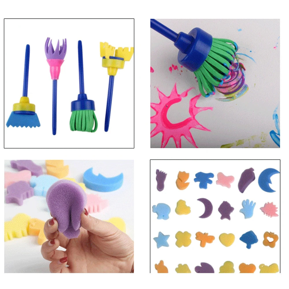 25PCS/30 PCS Children Paintbrushes Washable Paint Brushes Sponge Painting Brush Set for Toddler Kids Early DIY Learning Toys Oasis Select