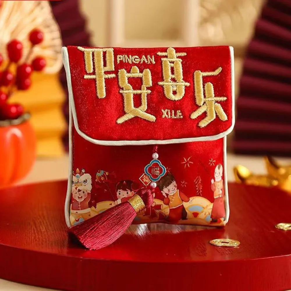 Portable Traditional New Year New Year Pocket Bag Good Lucky Blessing Cloth Lucky Money Bag Gift Bags Spring Festival Oasis Select A