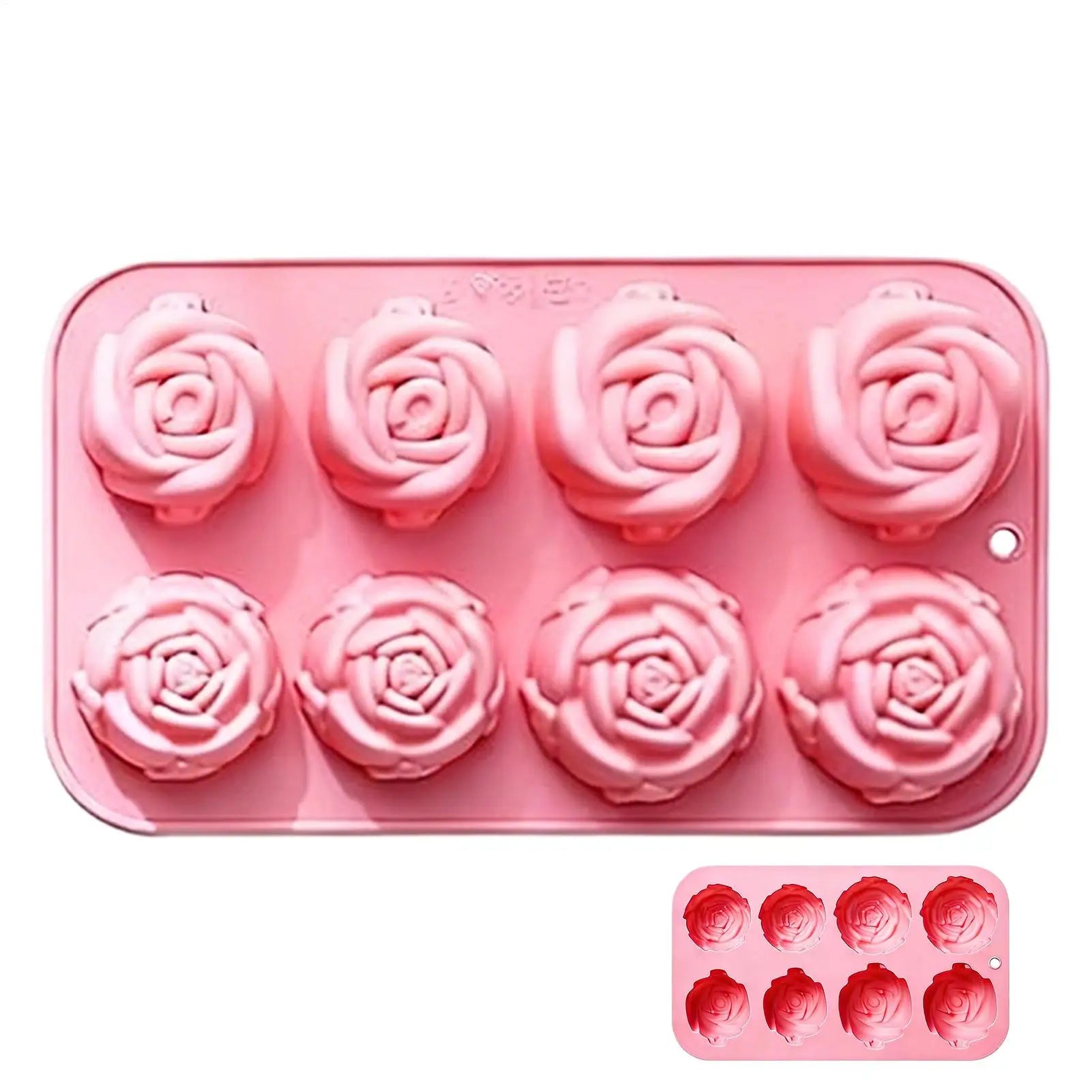 8 Holes Rose Flower Silicone Molds Handmade Soap Candle Silicone Mold DIY Cake Chocolate Baking Tools Ice Cubes Making Mould Oasis Select
