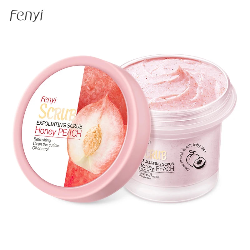 Fenyi Honey Peach Body Scrub Exfoliating Deep Clean Moisturizing Smooth Skin Remove Dead Skin Gentle Care for Face & Body Oasis Select 100g