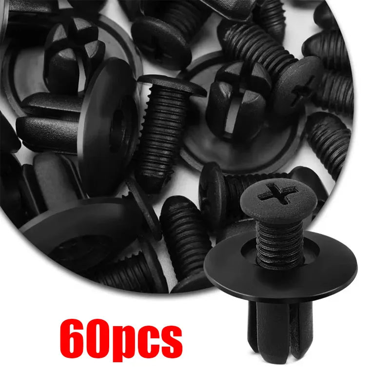 30/60/90/180pcs Black Plastic Auto Bumper Fender Push Rivet Retainer Plastic Car Fastener Clip For Universal Car Rivet Fasteners Oasis Select 60pcs